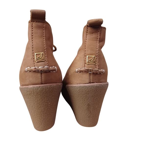 Sperry Harlow Burnished  Leather Wedge Platform Booties in Cognac 6.5 M - Picture 2 of 8